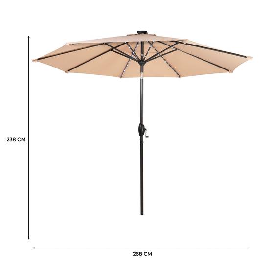Monstershop - Parasol Inclinable à LED 2,7 m - Beige - Image 5