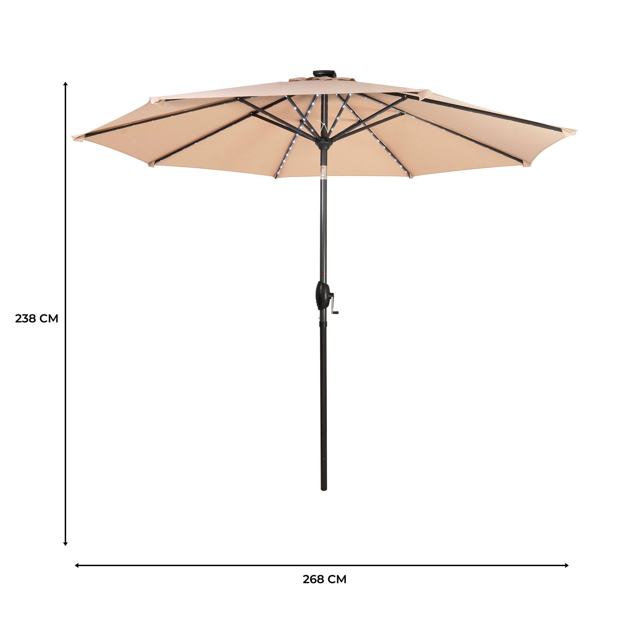 Monstershop - Parasol Inclinable à LED 2,7 m - Beige - Image 5
