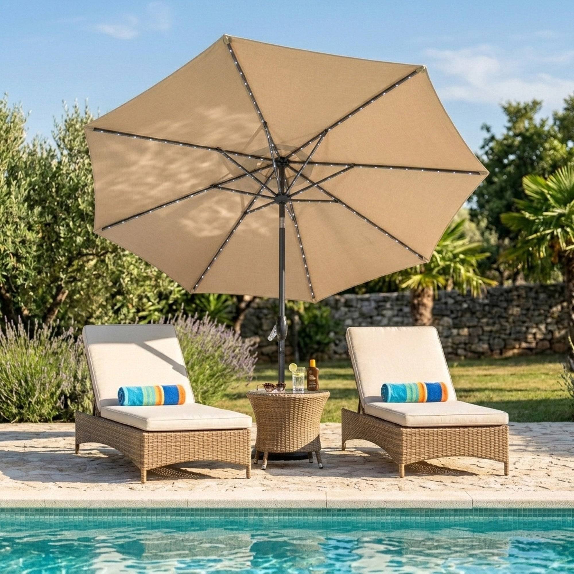 Monstershop - Parasol Inclinable à LED 2,7 m - Beige - Image 4