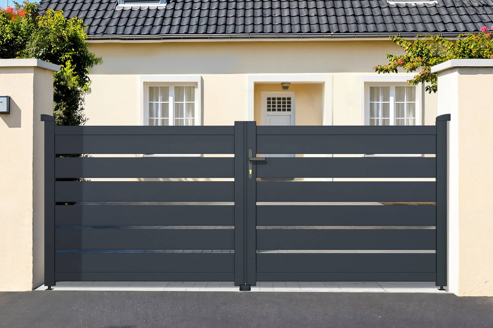 Portail battant 3 m VOGEL H.120 cm aluminium gris - Image 1