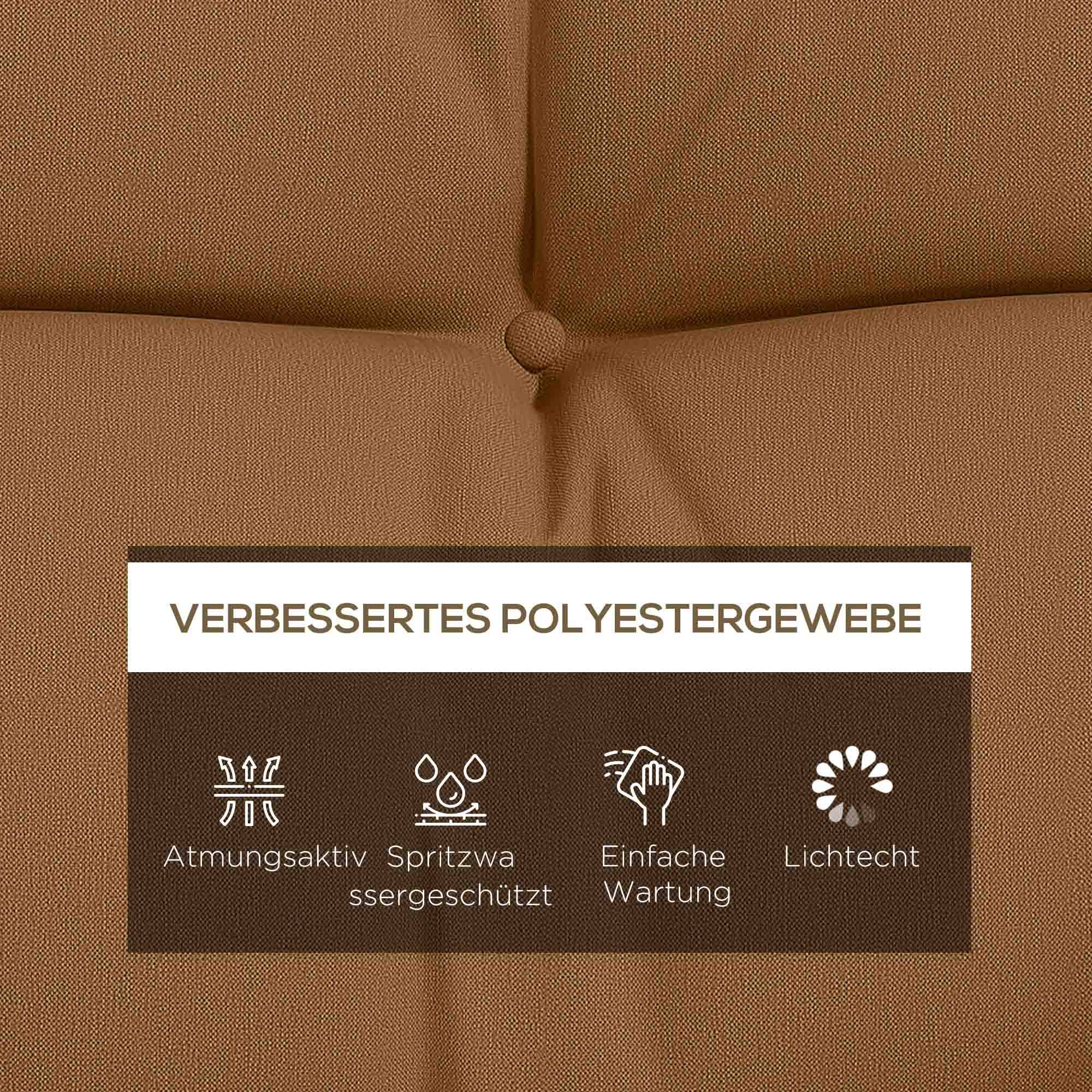 Lot de 4 coussins d'assise, 150 x 50 cm, imperméables, avec attaches, 10 cm d'épaisseur, couleur beige. - Image 6