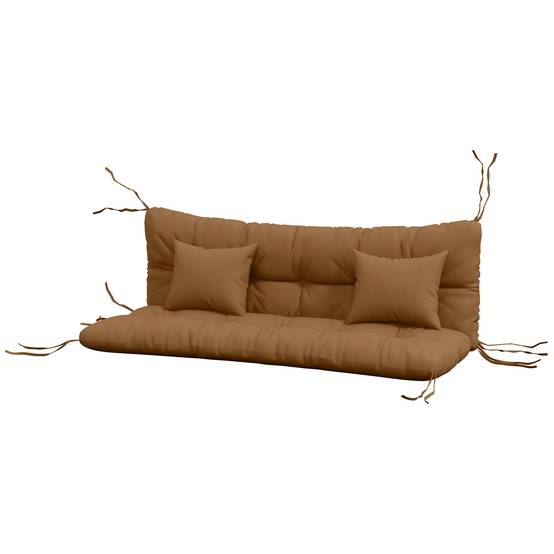 Lot de 4 coussins d'assise, 150 x 50 cm, imperméables, avec attaches, 10 cm d'épaisseur, couleur beige. - Image 2