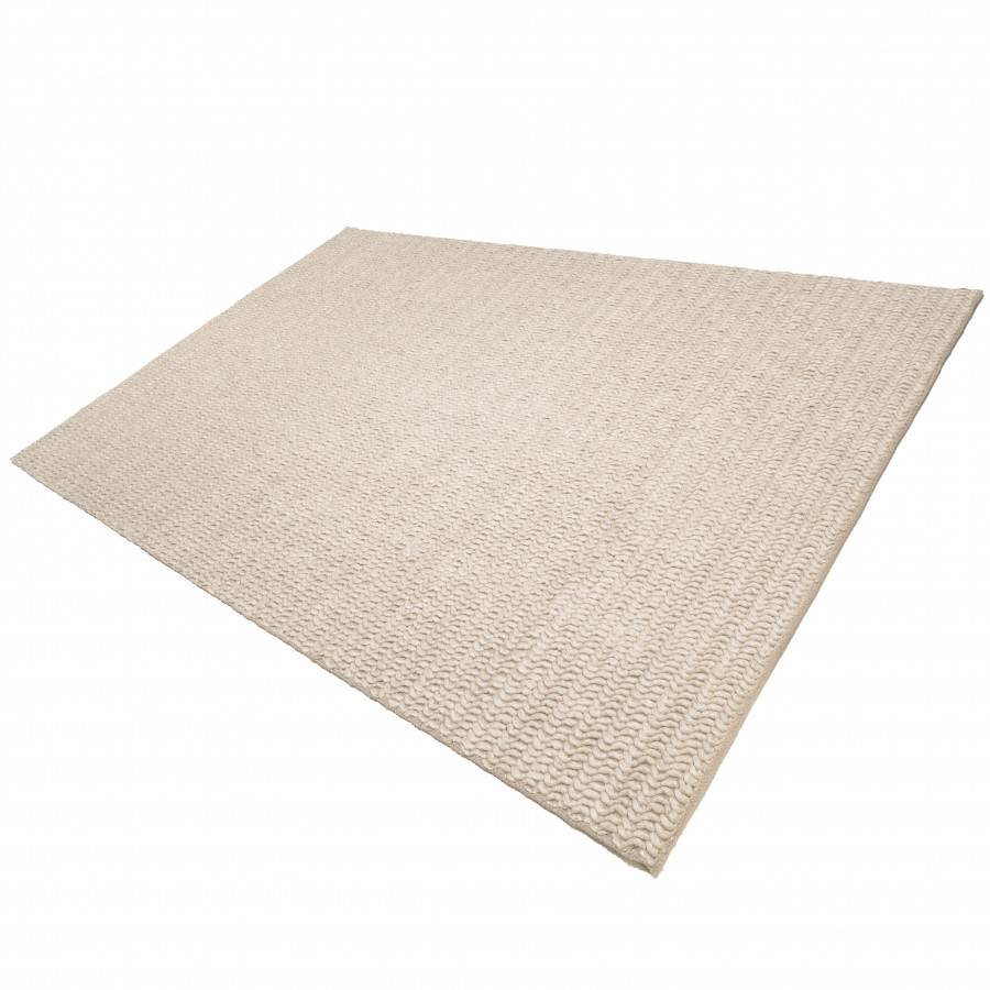 Macabane - QUENTIN - Tapis rectangulaire 160x230cm en laine tissée couleur beige - Imagen 8