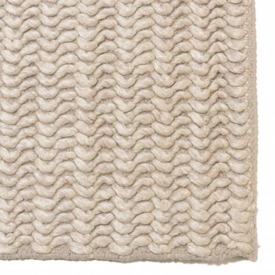 Macabane - QUENTIN - Tapis rectangulaire 160x230cm en laine tissée couleur beige - Imagen 5