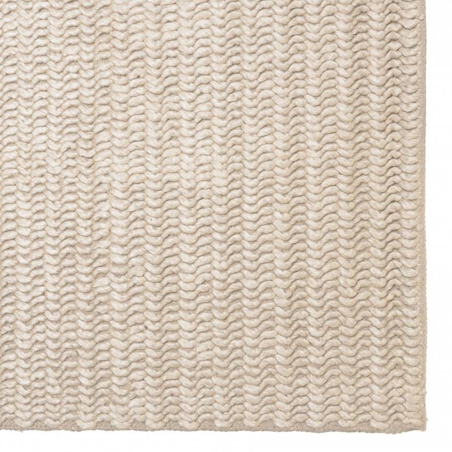 Macabane - QUENTIN - Tapis rectangulaire 160x230cm en laine tissée couleur beige - Imagen 4