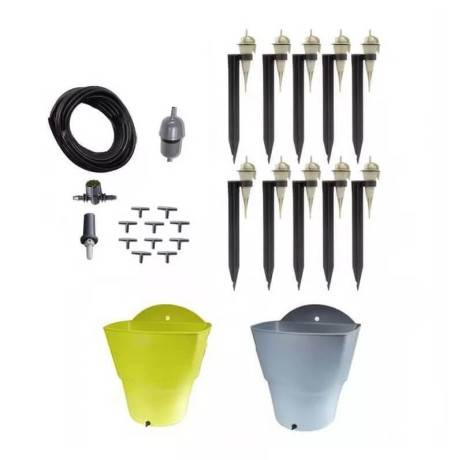 Iriso - Kit arrosage goutte à goutte 10 goutteurs et réserve d'eau, Couleur Vert - Imagen 1