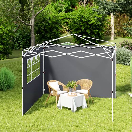 Outsunny - Lot 2 parois latérales pour tonnelle 3x3m avec fenêtre tissu Oxford 210D gris foncé - Outsunny - Image 2