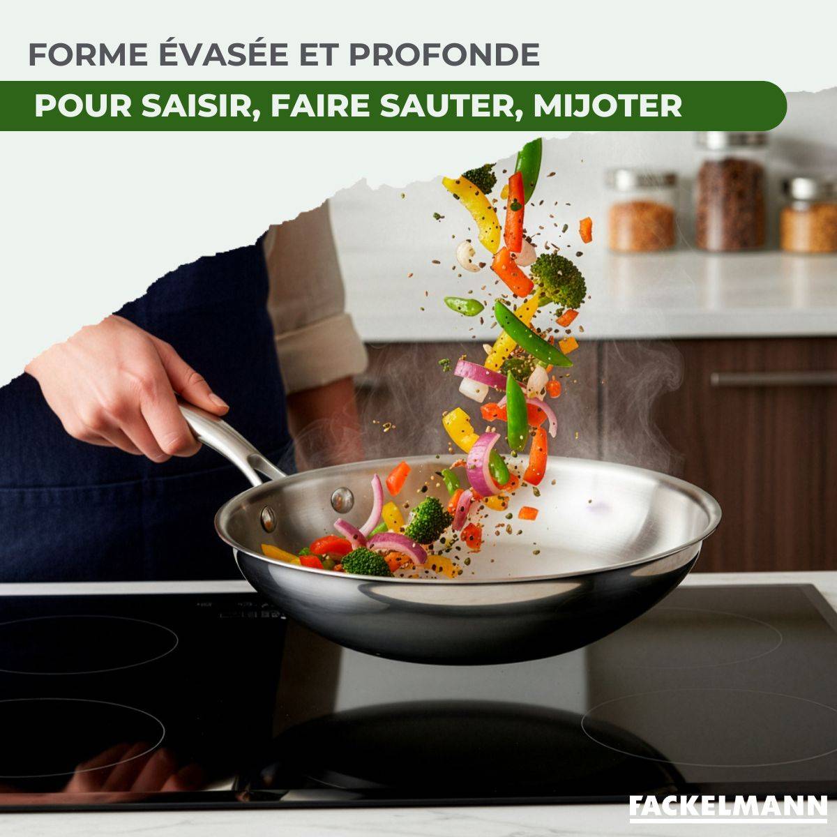 Set de 2 poêles de cuisson 24/28 cm en inox sans PFAS Fackelmann Vita3 - Image 4