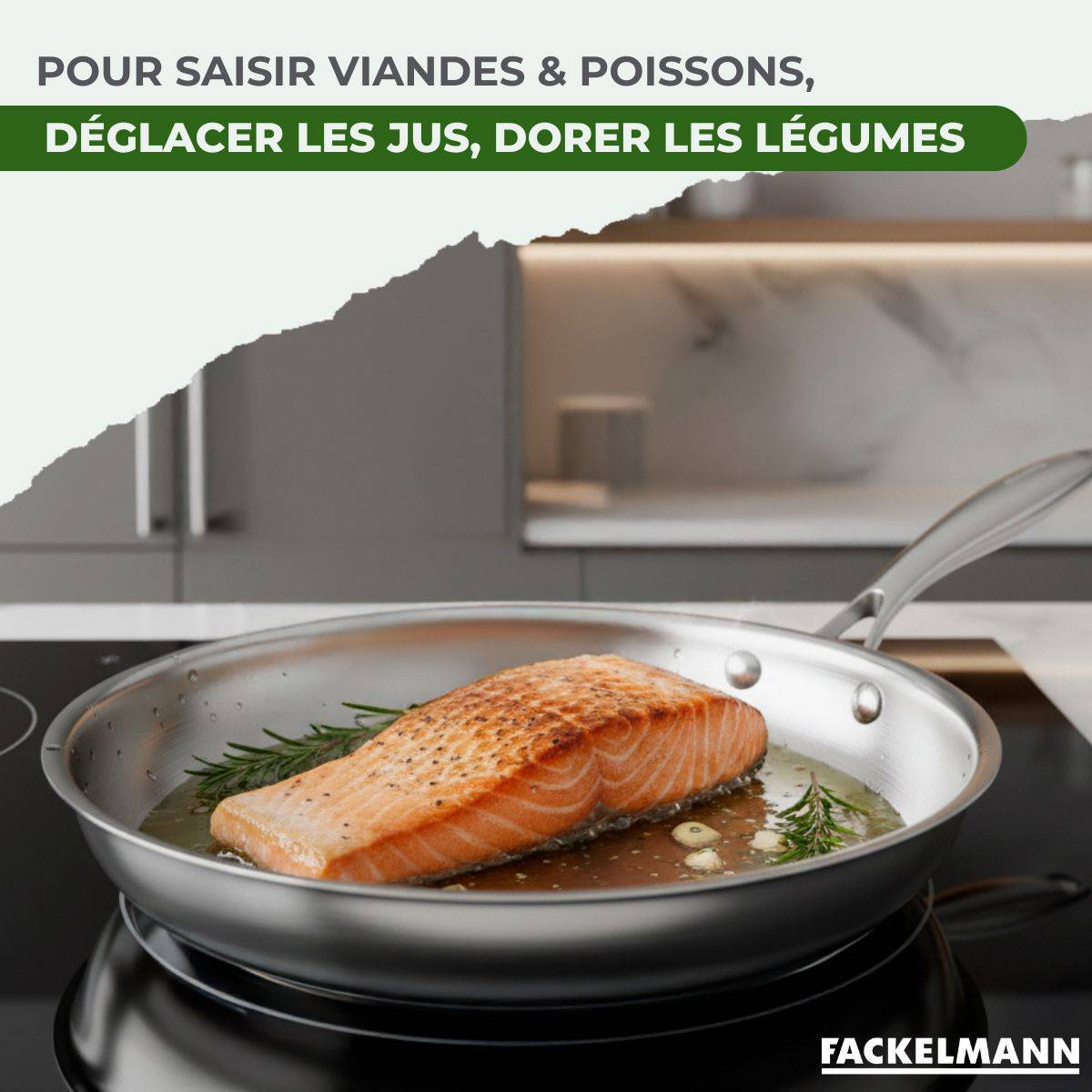 Set de 2 poêles de cuisson 24/28 cm en inox sans PFAS Fackelmann Vita3 - Image 5