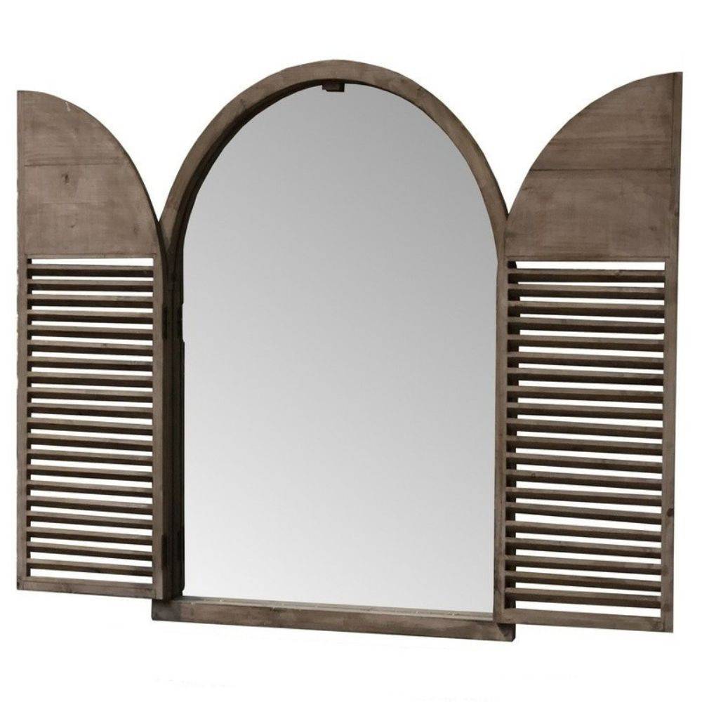 Chemin De Campagne - Miroir vintage mural décoratif fenêtre volet bois 84 x 104.5 cm Chemin de campagne - Imagen 1