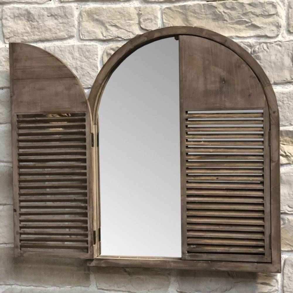 Chemin De Campagne - Miroir vintage mural décoratif fenêtre volet bois 84 x 104.5 cm Chemin de campagne - Imagen 2