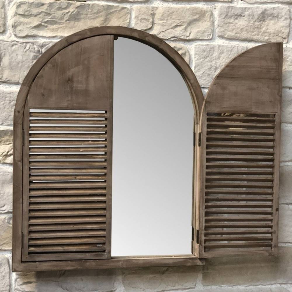 Chemin De Campagne - Miroir vintage mural décoratif fenêtre volet bois 84 x 104.5 cm Chemin de campagne - Imagen 4