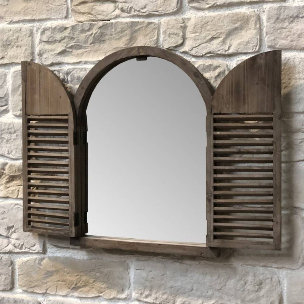 Chemin De Campagne - Miroir vintage mural décoratif fenêtre volet bois 84 x 104.5 cm Chemin de campagne - Imagen 3