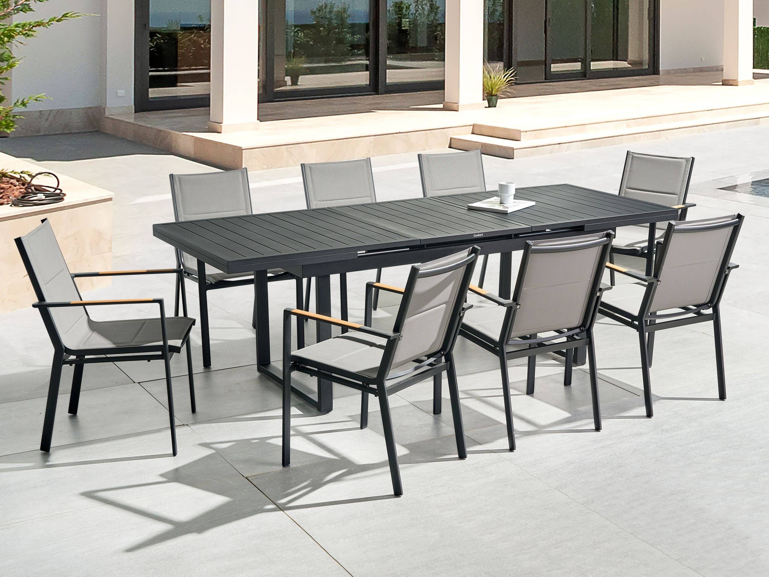 Beliani - Set de salle à manger, 8 Personnes Aluminium Noir VALCANETTO/BUSSETO - Beliani - Imagen 1