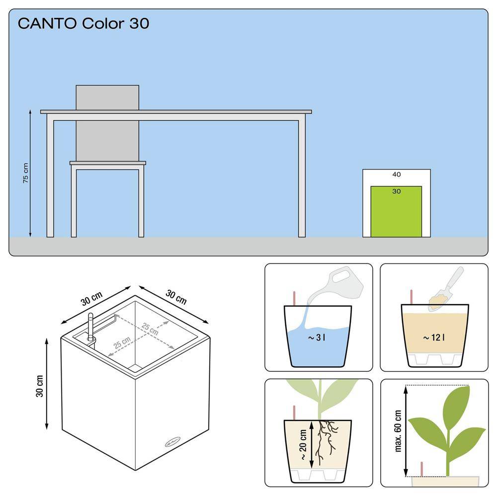 Lechuza - Pot Canto Color 30, gris pierre 3 L 30 cm Lechuza - Imagen 4