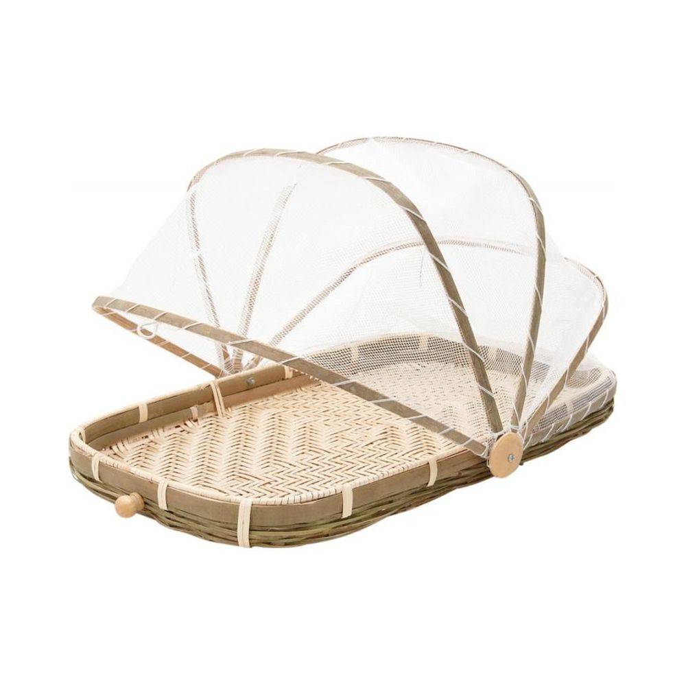 Aubry Gaspard - Plateau en bambou avec cloche en filet synthétique Longueur 45cm - Imagen 2