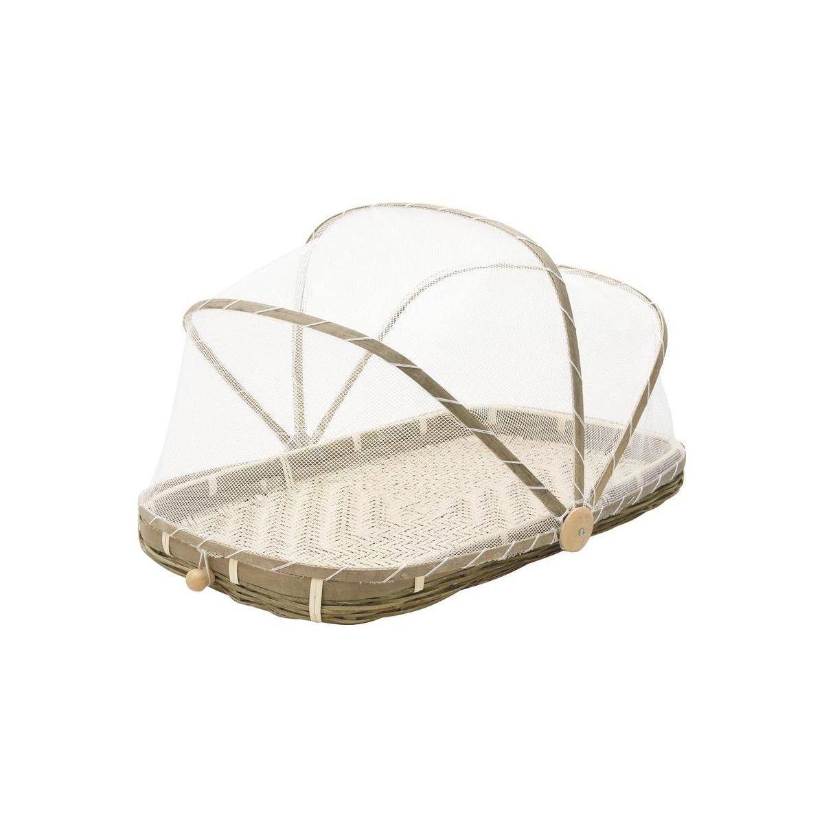 Aubry Gaspard - Plateau en bambou avec cloche en filet synthétique Longueur 45cm - Imagen 1