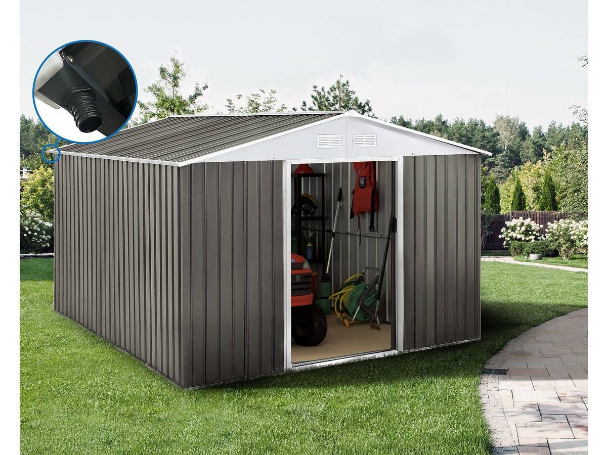 Habitat Et Jardin - Abri Jardin Métal "dallas" - 12,99 M² Avec Gouttière - Taupe -habitat Et Jardin - Imagen 2