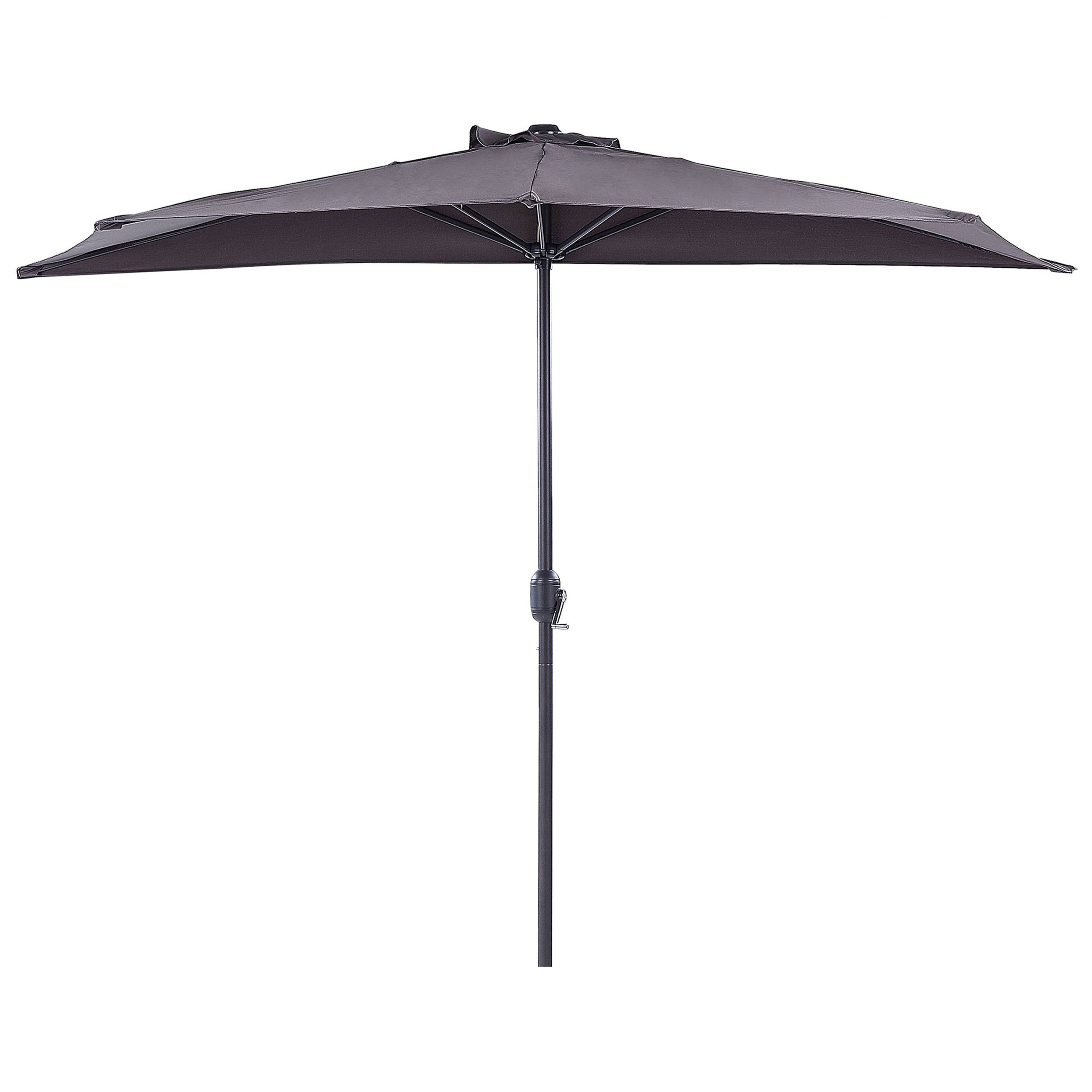 Beliani - Parasol de Jardin Gris en Polyester 270 cm Semi Rond Circulaire Mat en Acier Patio Ombrage Moderne Terrasse Extérieur - Imagen 1