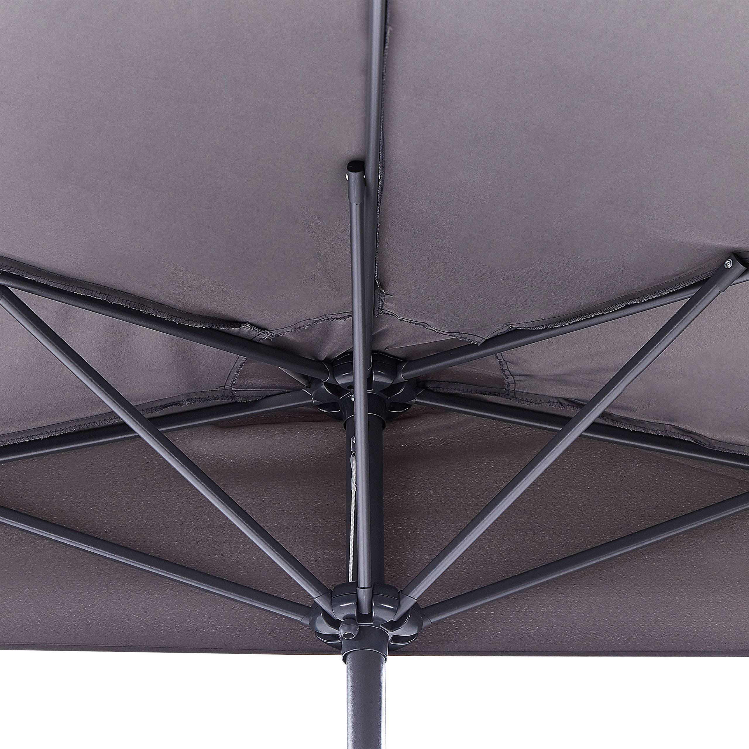 Beliani - Parasol de Jardin Gris en Polyester 270 cm Semi Rond Circulaire Mat en Acier Patio Ombrage Moderne Terrasse Extérieur - Imagen 5