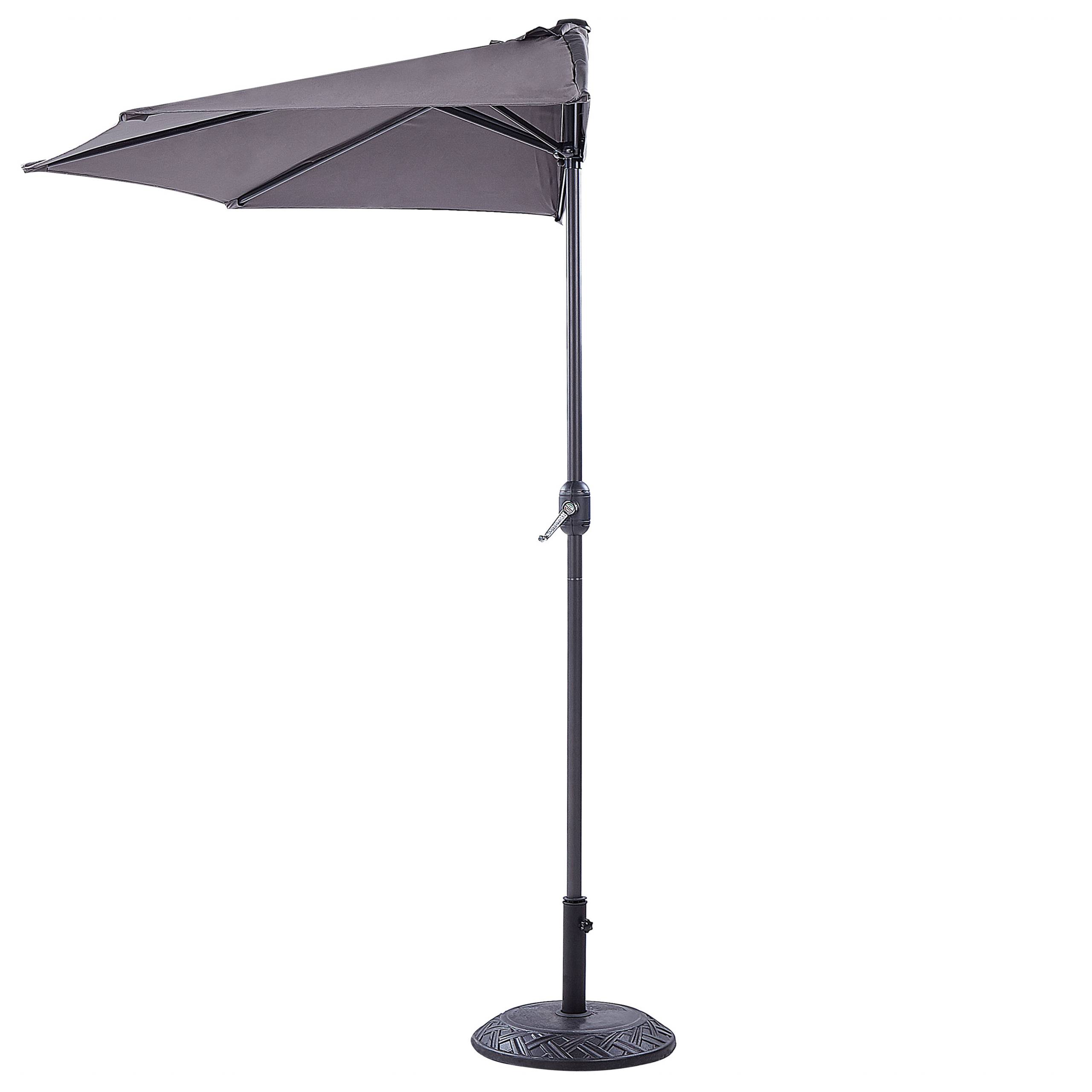 Beliani - Parasol de Jardin Gris en Polyester 270 cm Semi Rond Circulaire Mat en Acier Patio Ombrage Moderne Terrasse Extérieur - Imagen 4