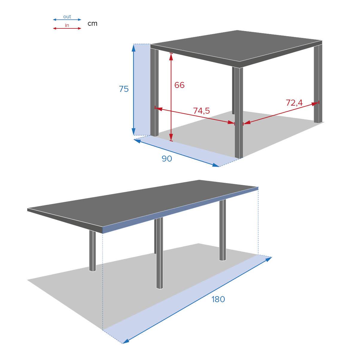 Hesperide - Table de jardin extensible "Piazza" gris smoke & blanc 8 places en aluminium traité époxy Hespéride - Imagen 5