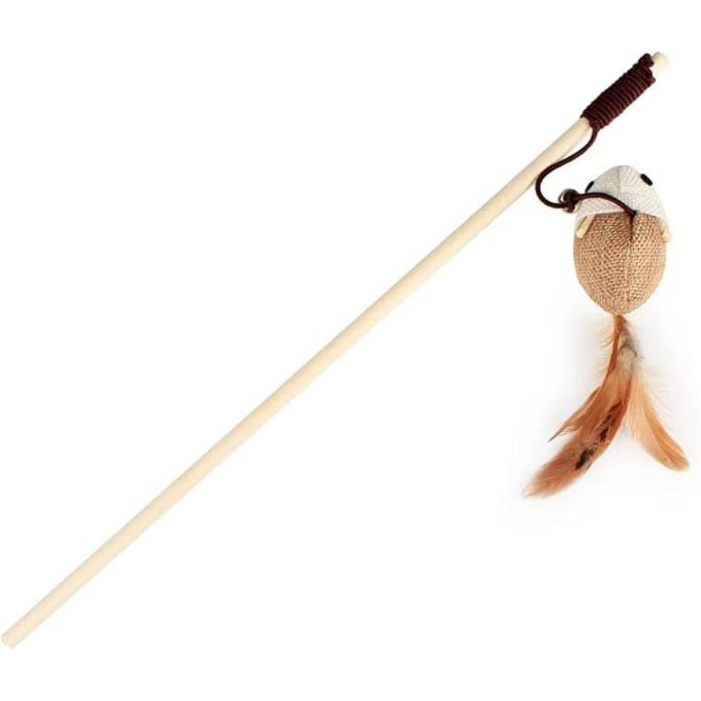 Jouet Plumes Chat Bâton Bois Interactive Clochette - Image 1