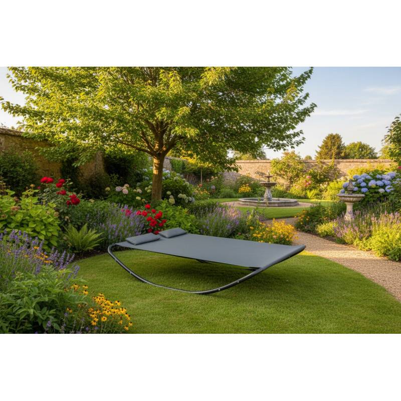 Chalet & Jardin - Lit double bain de soleil Monaco en aluminium - Gris anthracite Chalet & Jardin - Image 7