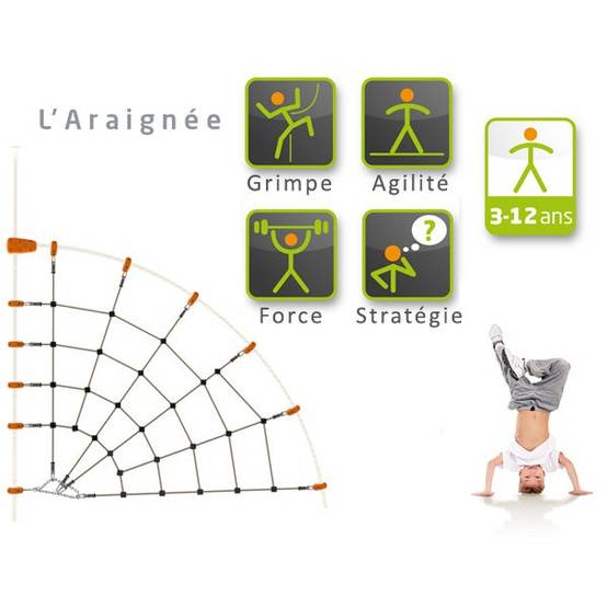 Trigano - Aire de jeux Toboggan Pont de singe Anneaux Toile Araignée métal - Image 8