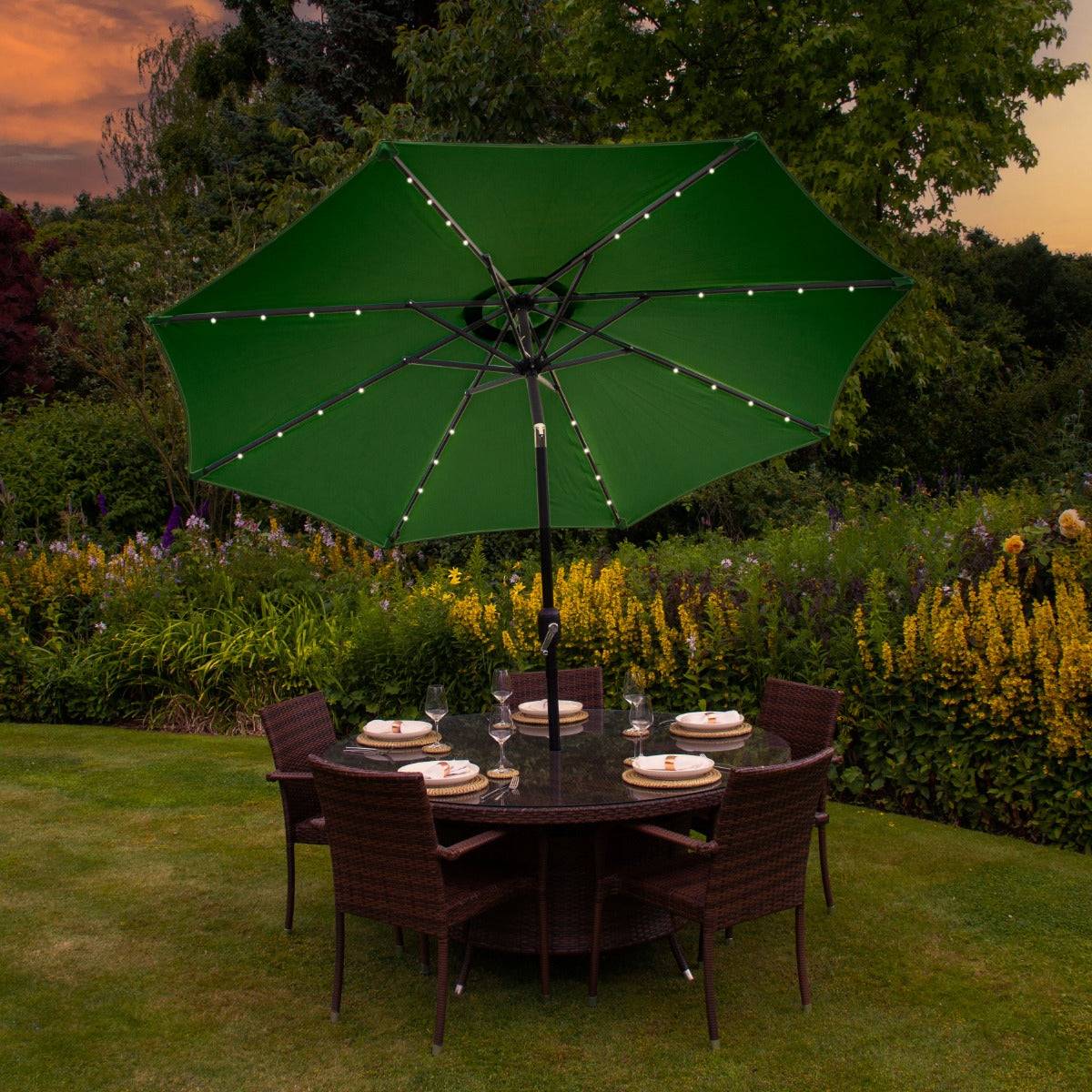 Monstershop - Parasol Vert 270 cm avec 32 LED's Intégrés - Imagen 3
