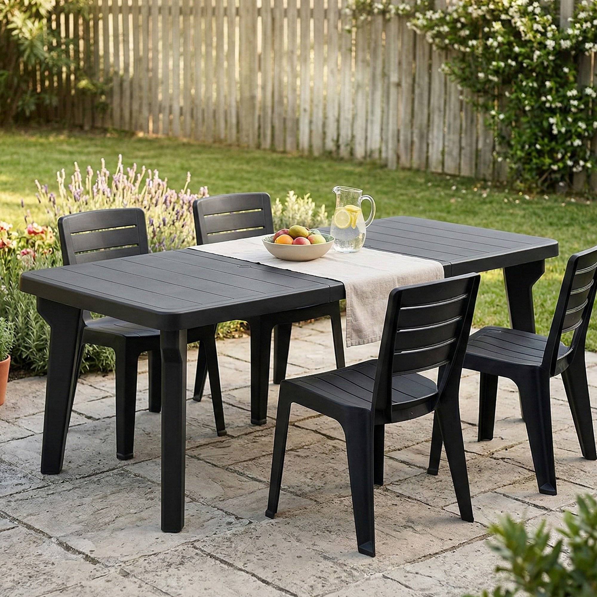 Dmora - Table d'extérieur Mercurio, Base pique-nique, Table de jardin, Table d'extérieur polyvalent, Made in Italy, 160/220x90 h74 cm, Anthracite - Imagen 2