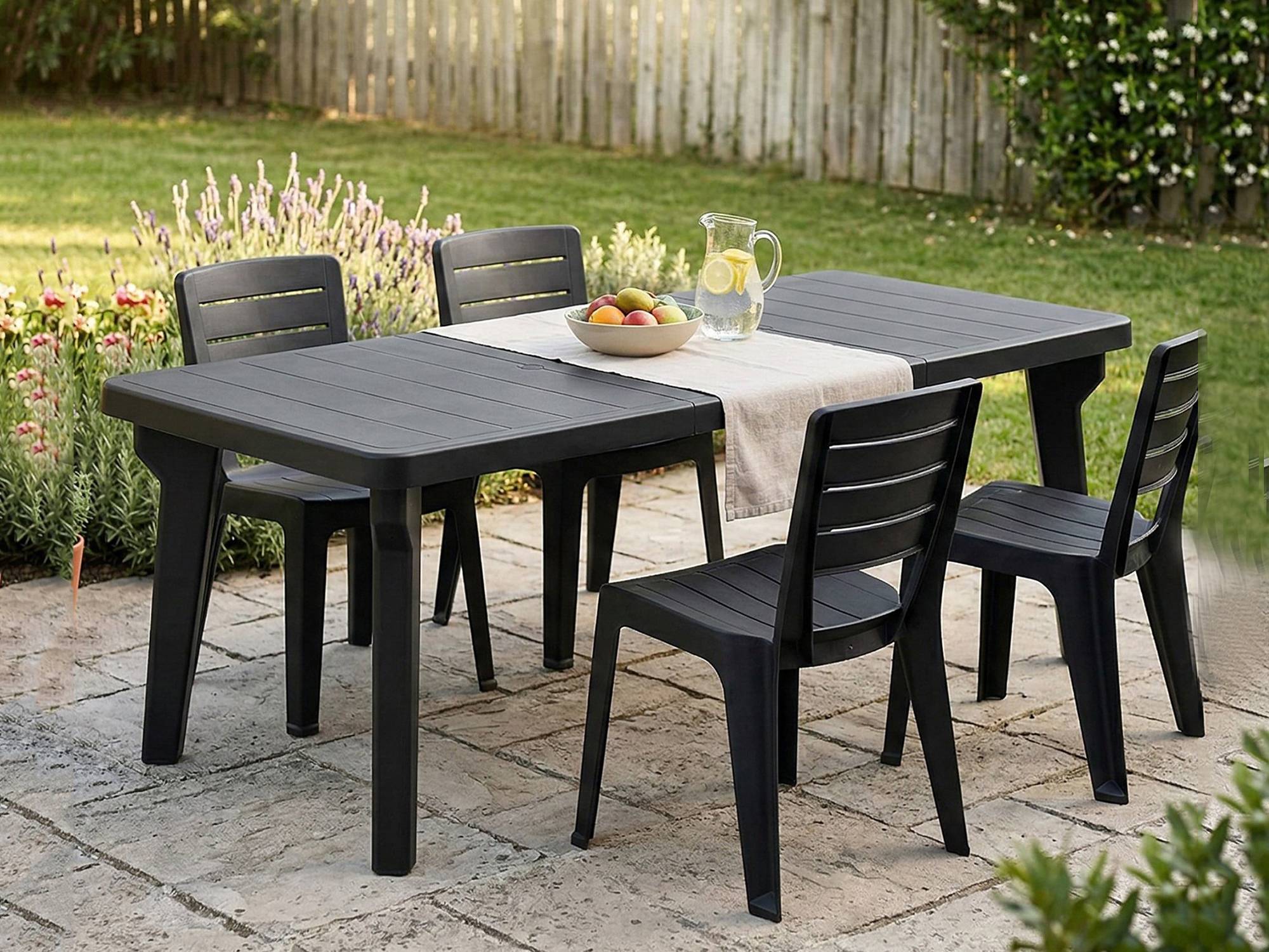 Dmora - Table d'extérieur Mercurio, Base pique-nique, Table de jardin, Table d'extérieur polyvalent, Made in Italy, 160/220x90 h74 cm, Anthracite - Imagen 5