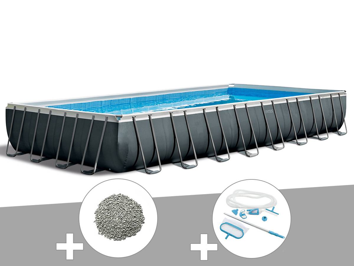 Kit piscine tubulaire Intex Ultra XTR Frame rectangulaire 9,75 x 4,88 x 1,32 m + 20 kg de zéolite + Kit d'entretien