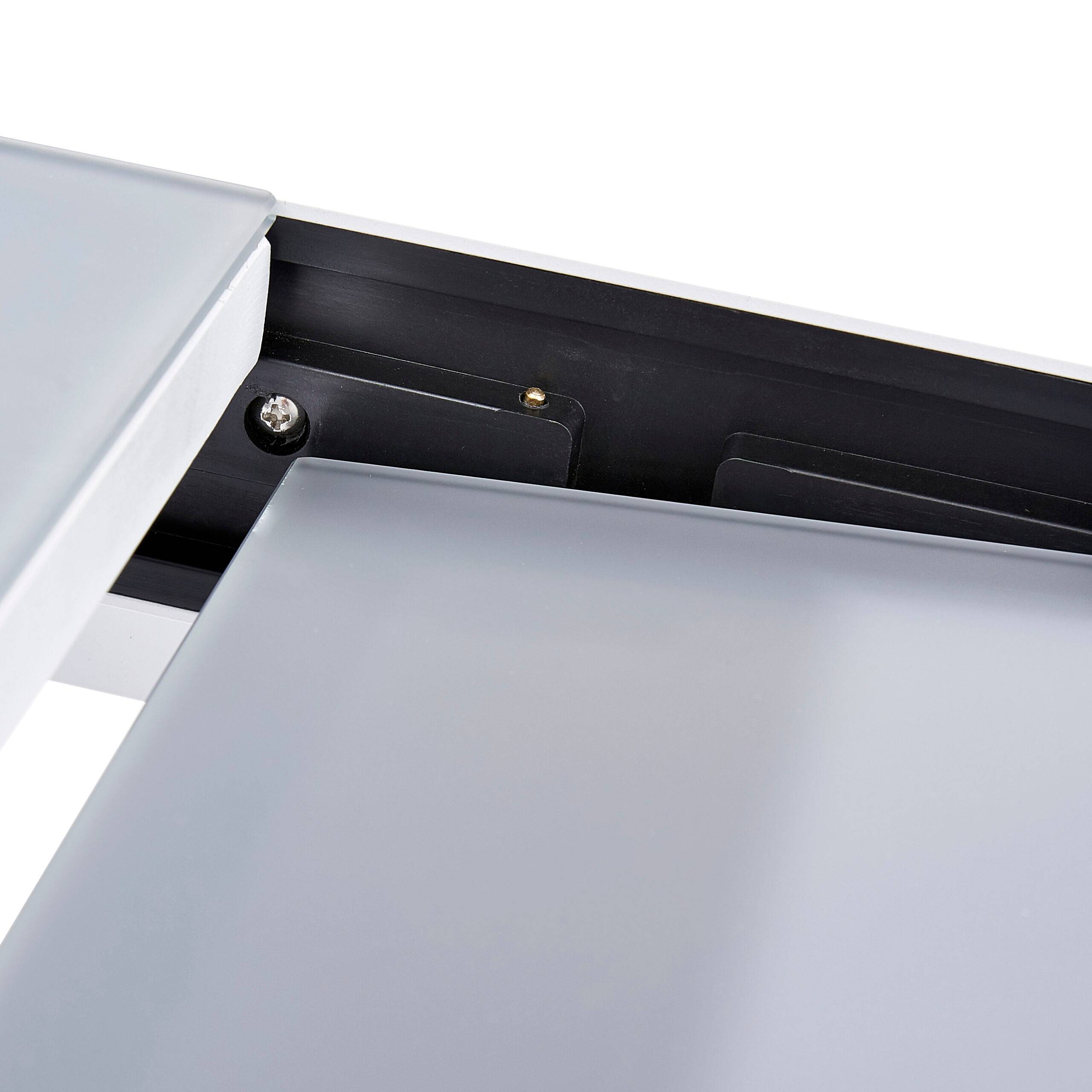 Wilsa Garden - Table Modulo 8/12 personnes structure en aluminium blanche, plateau en verre coloris gris perle - Imagen 5