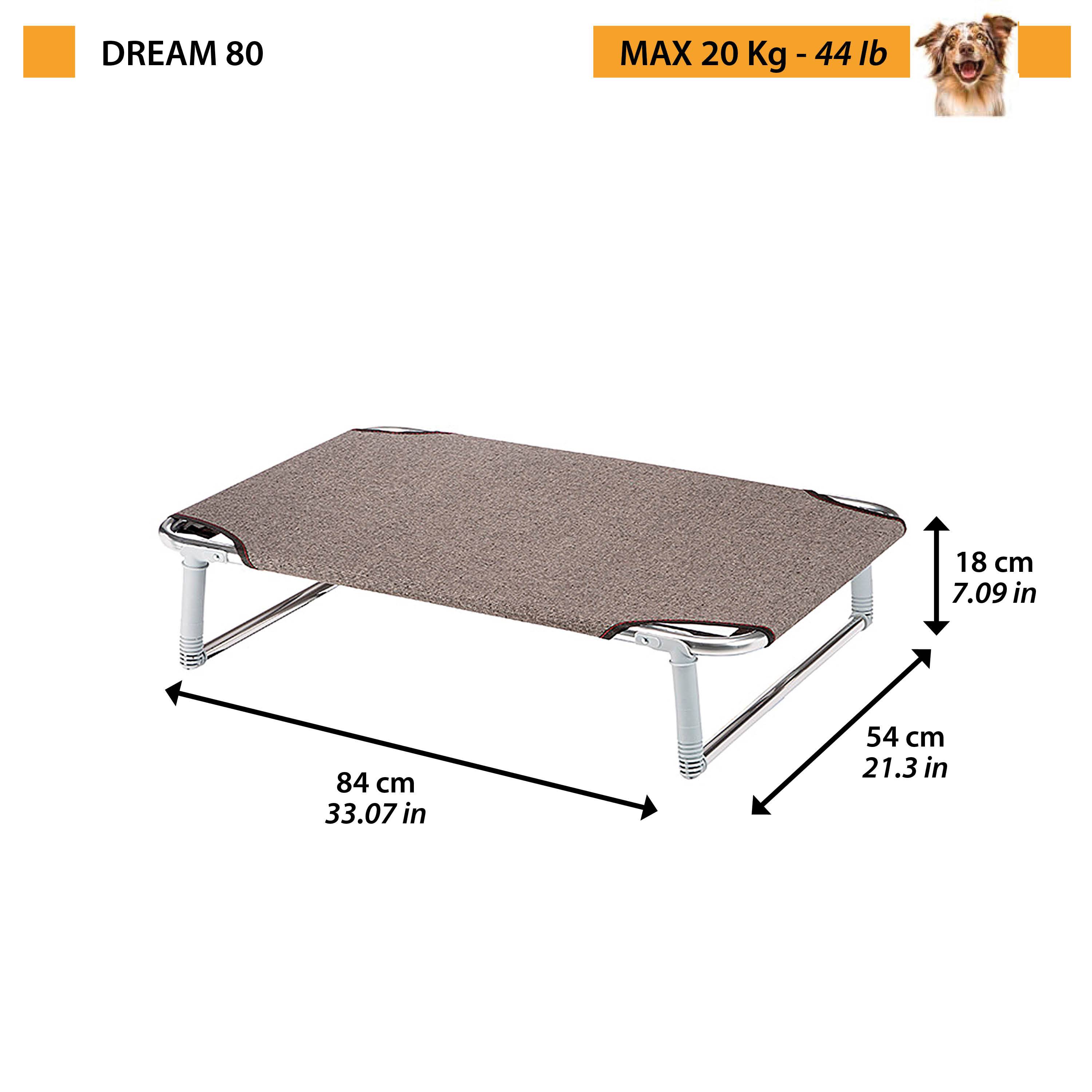 Ferplast - Ferplast Lit pliable pour chiens DREAM 80, avec structure solide en aluminium avec élastiques renforcés, toile en tissu, 84 x 54 x h 18 cm Taupe - Imagen 2