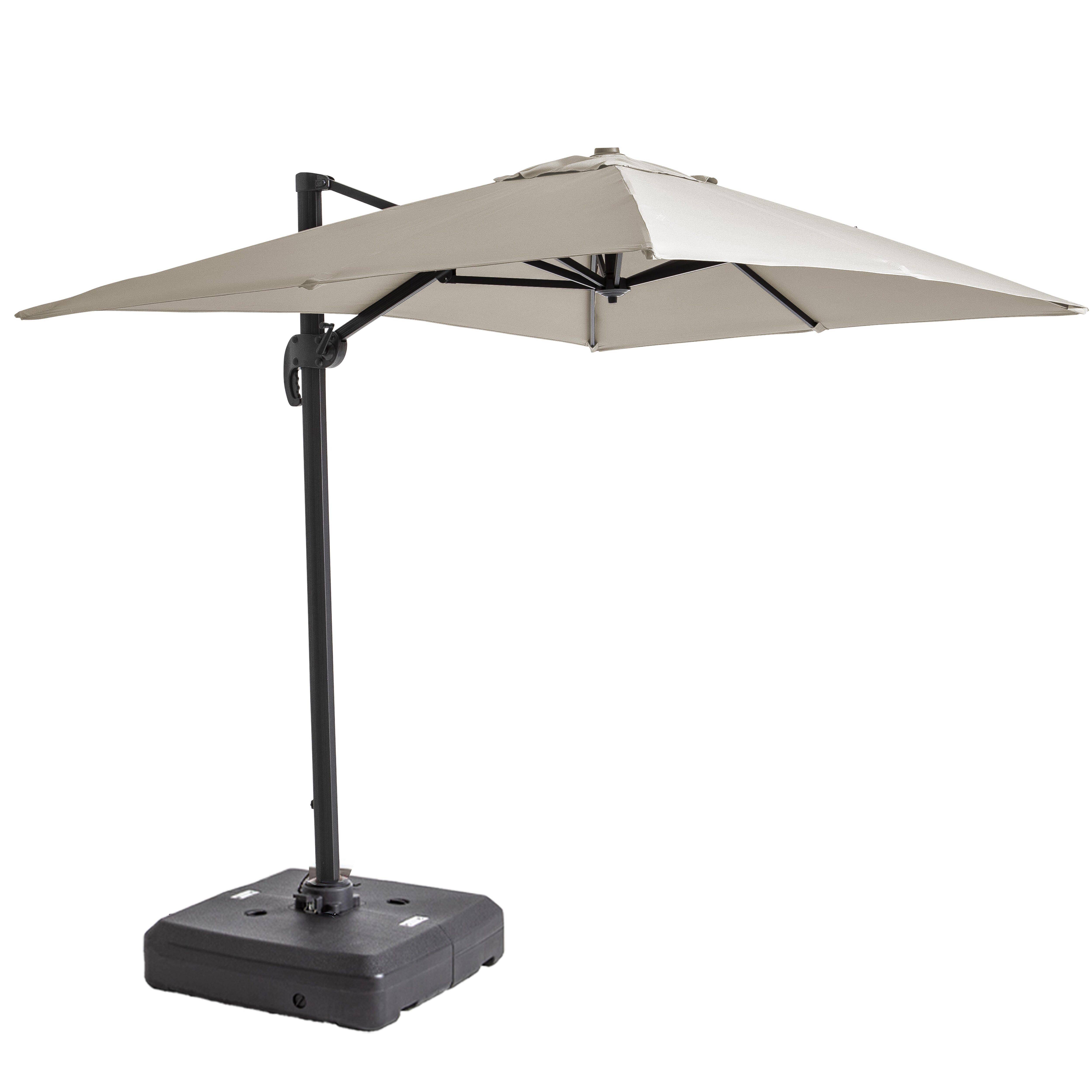Oviala - Parasol déporté inclinable 360° 2x3m et dalle sur roues blanc Amalya - Oviala - Imagen 1