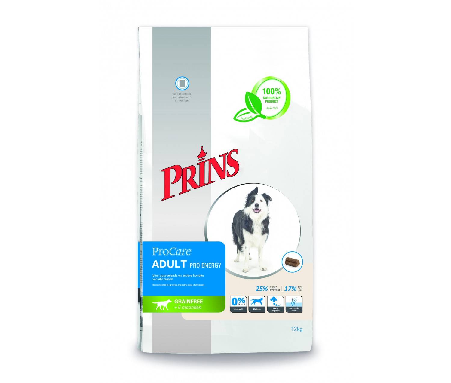Croquette pour chien sans céréales pressée à froid 100% naturelle ProCare Adult Pro Energy Prins Petfoods 12Kg