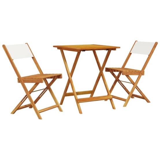 Ensemble 3 pcs de bistro - Salon De Jardin - Mobilier extérieur blanc crème tissu et bois massif MI596 - Image 1