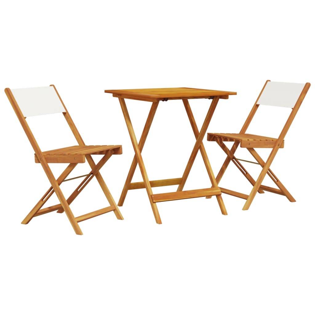 Ensemble 3 pcs de bistro - Salon De Jardin - Mobilier extérieur blanc crème tissu et bois massif MI596 - Image 1