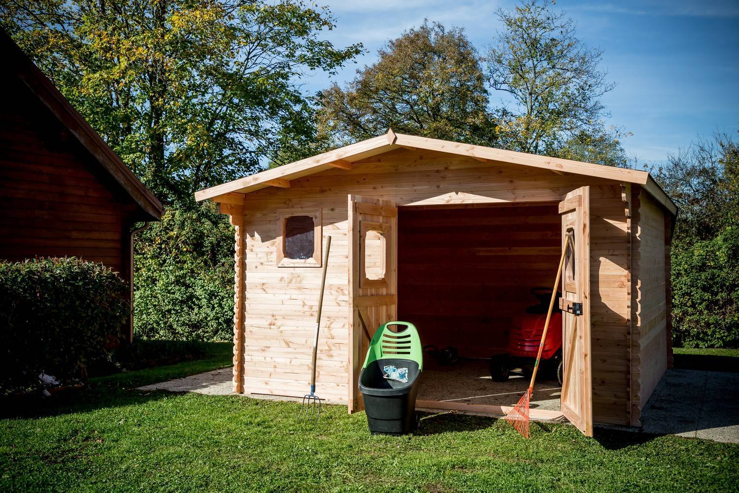Habrita - Abri DANUBE Douglas madriers 28 mm sans plancher toit double pente 14,85 m² Habrita - Imagen 2