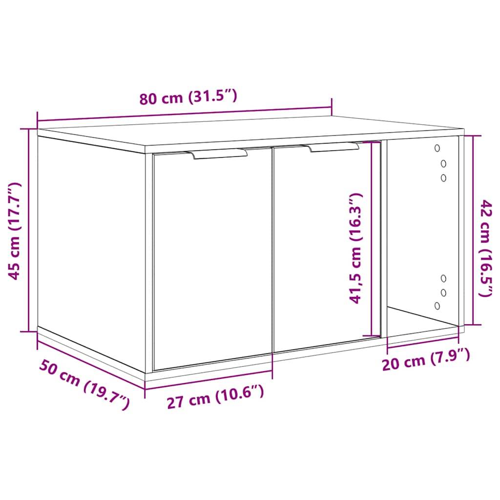 Vidaxl - Bac à litière pour chat Chêne noir 80 x 50 x 45 cm Bois d'ingénierie vidaXL 865987 - Image 3