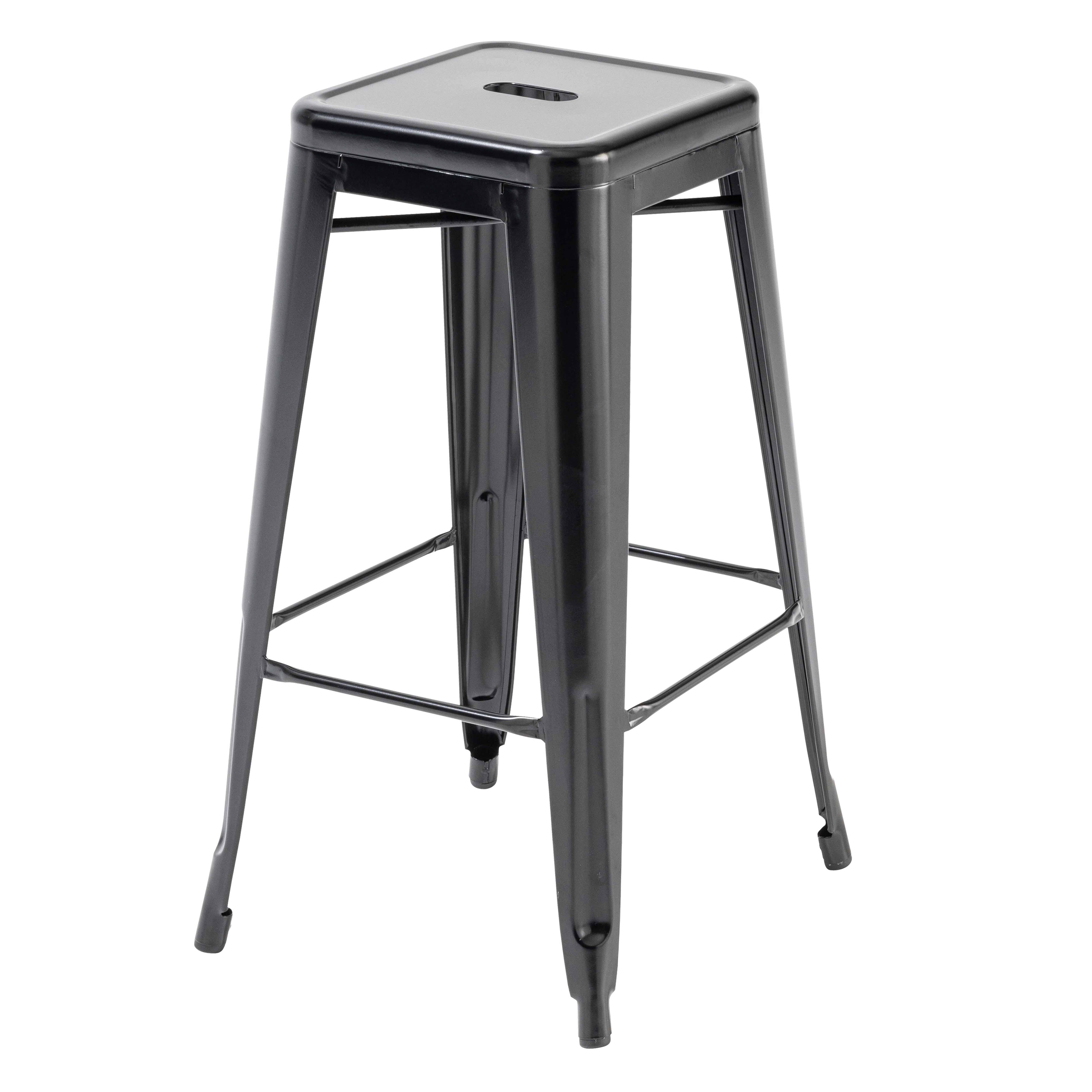 Oviala - Lot de 4 tabourets de bar en acier noir mat Indus - Oviala - Imagen 3