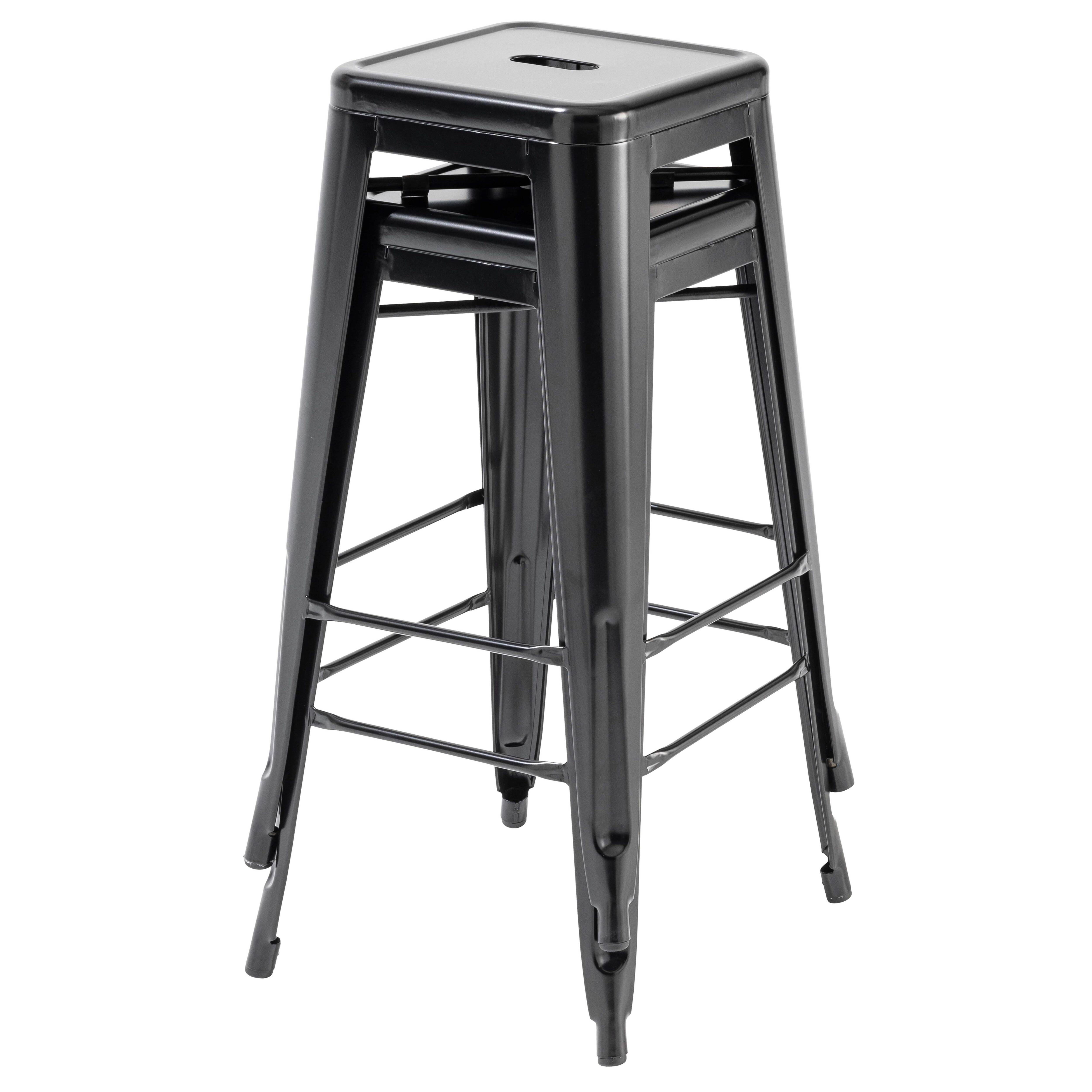 Oviala - Lot de 4 tabourets de bar en acier noir mat Indus - Oviala - Imagen 4