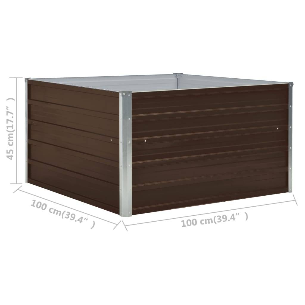 Helloshop26 - Jardinière 100 x 100 x 45 cm acier galvanisé marron - Image 5