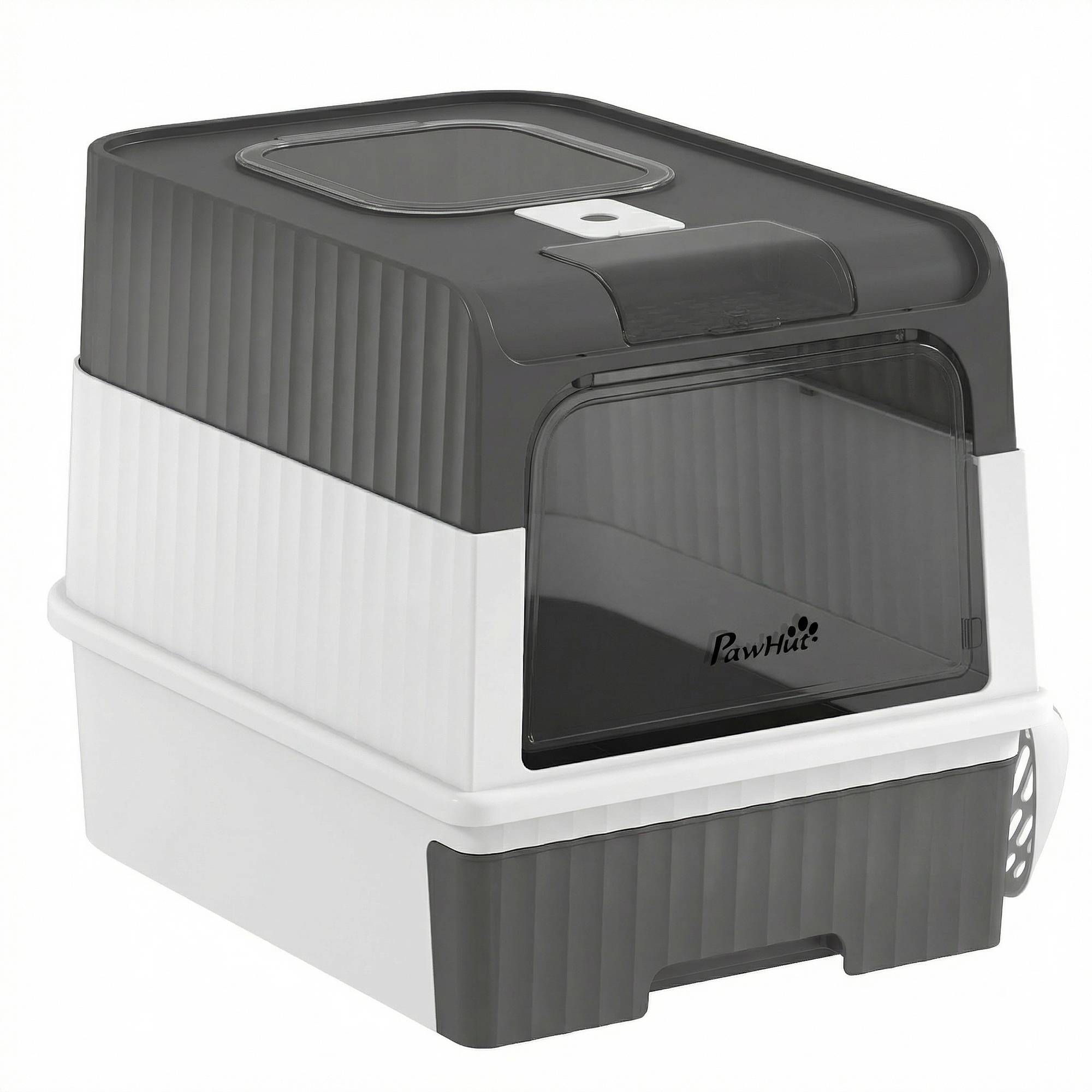 ComfortXL - Maison de toilette pour chat fermée en PP et ABS gris 48 x 35 x 36 cm avec tiroir et sortie par le haut - Image 2