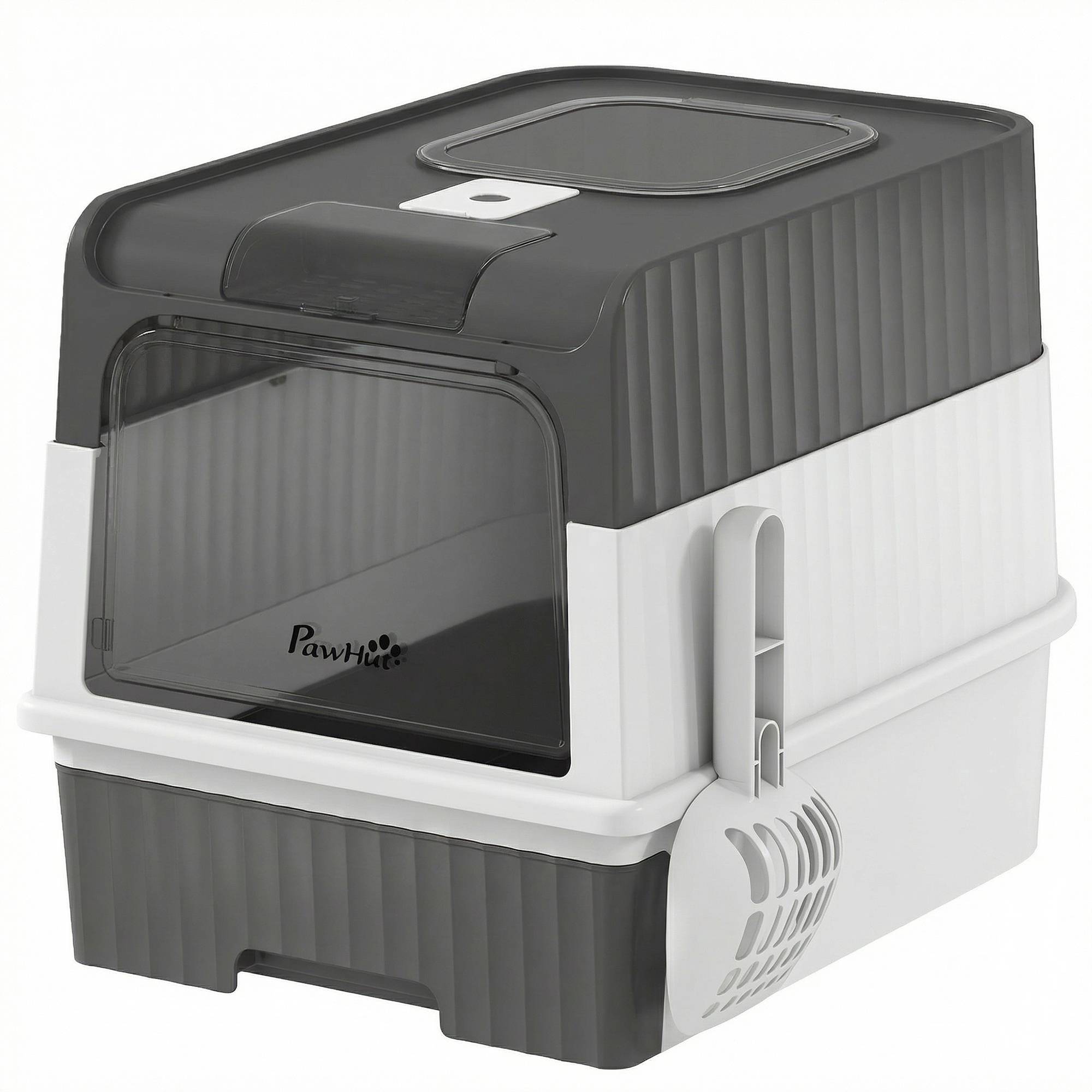 ComfortXL - Maison de toilette pour chat fermée en PP et ABS gris 48 x 35 x 36 cm avec tiroir et sortie par le haut - Image 10