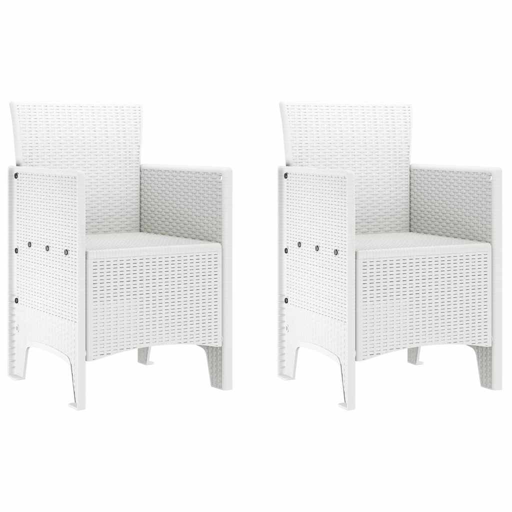 Lot de 2 Chaises de Jardin Blanches en PP Design Rotin Élégant pour Piscine et Patio – ComfortXL Outdoor Living - Image 2