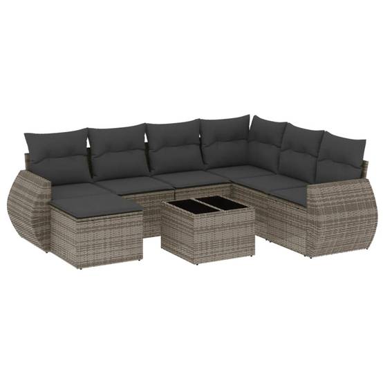 Salon de Jardin Bas 7 Places Résine Tressée Gris Modulable avec Table et Coussins 8 Pièces – ComfortXL Outdoor Living - Image 2