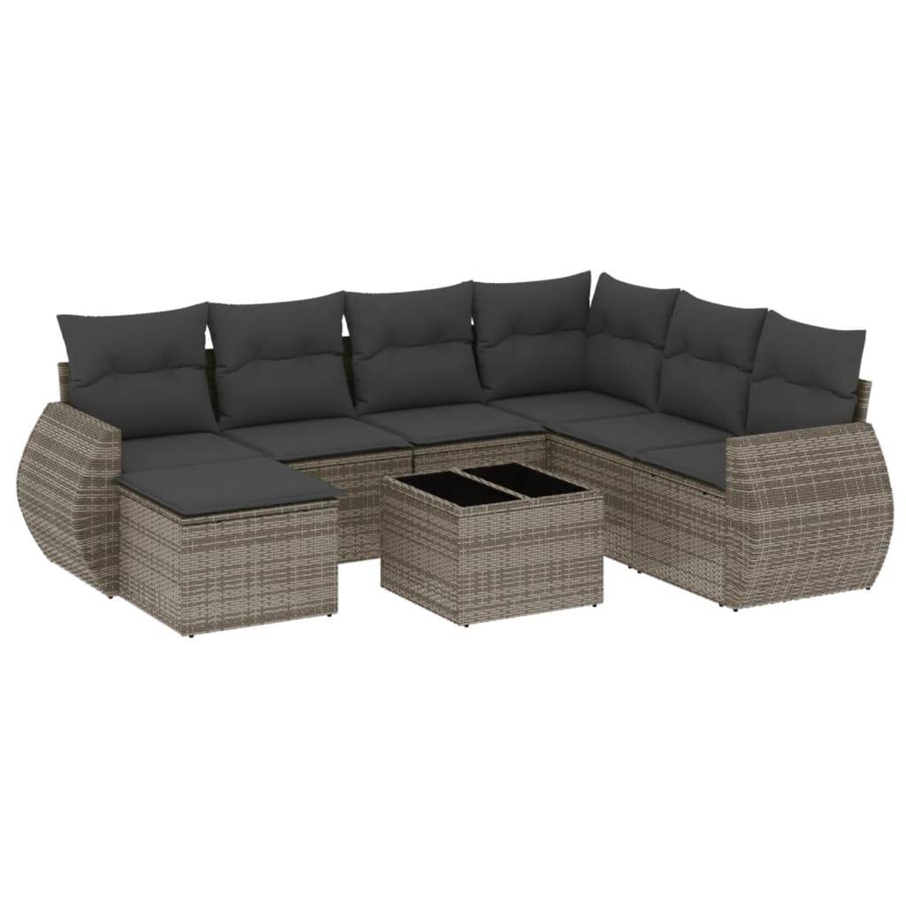 Salon de Jardin Bas 7 Places Résine Tressée Gris Modulable avec Table et Coussins 8 Pièces – ComfortXL Outdoor Living - Image 2