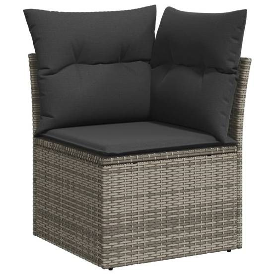 Salon de Jardin Bas 7 Places Résine Tressée Gris Modulable avec Table et Coussins 8 Pièces – ComfortXL Outdoor Living - Image 4